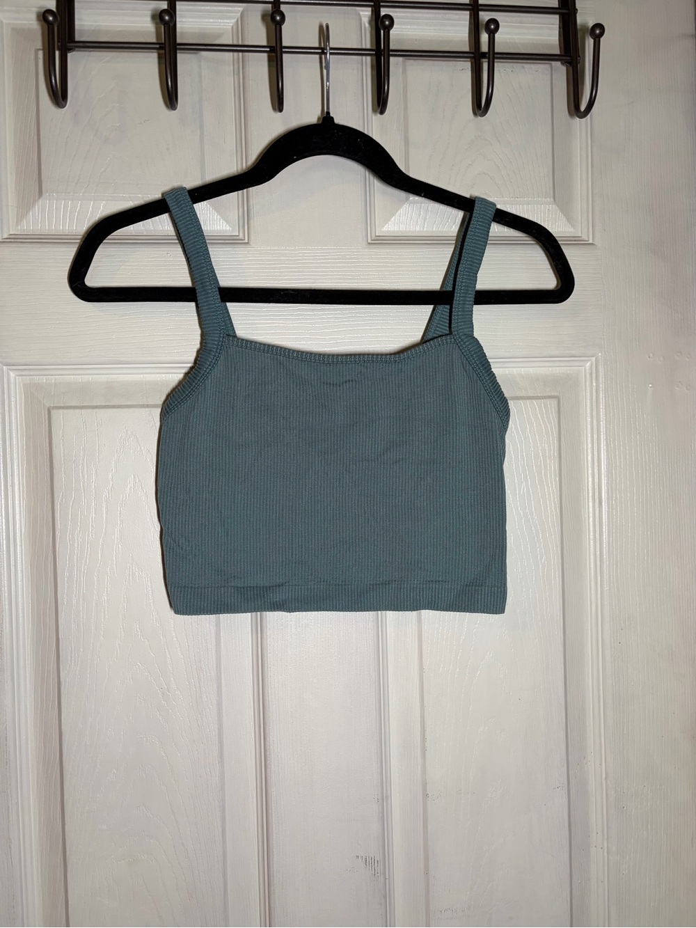 Women’s Ribbed Square Neck Crop Tank Top - Slate Blue